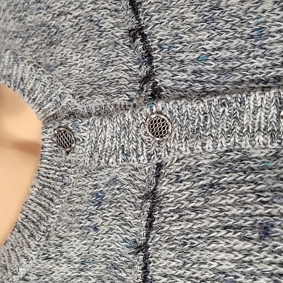 St. Michael Blue Gray Cardigan ~ Silver Buttons ~Puffy Sleeves ~ Made in the UK - Picture 4 of 15